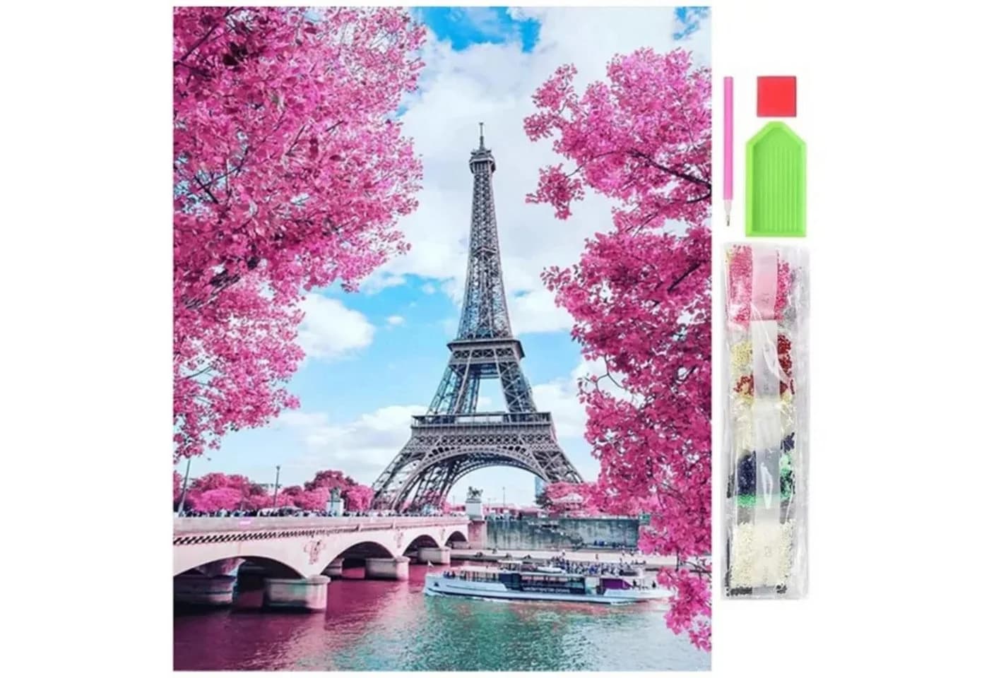 LA CUTE Malen nach Zahlen 5D Diamant Mosaik Stickerei 5D Paris Eiffelturm 30x40cm - Bild 2