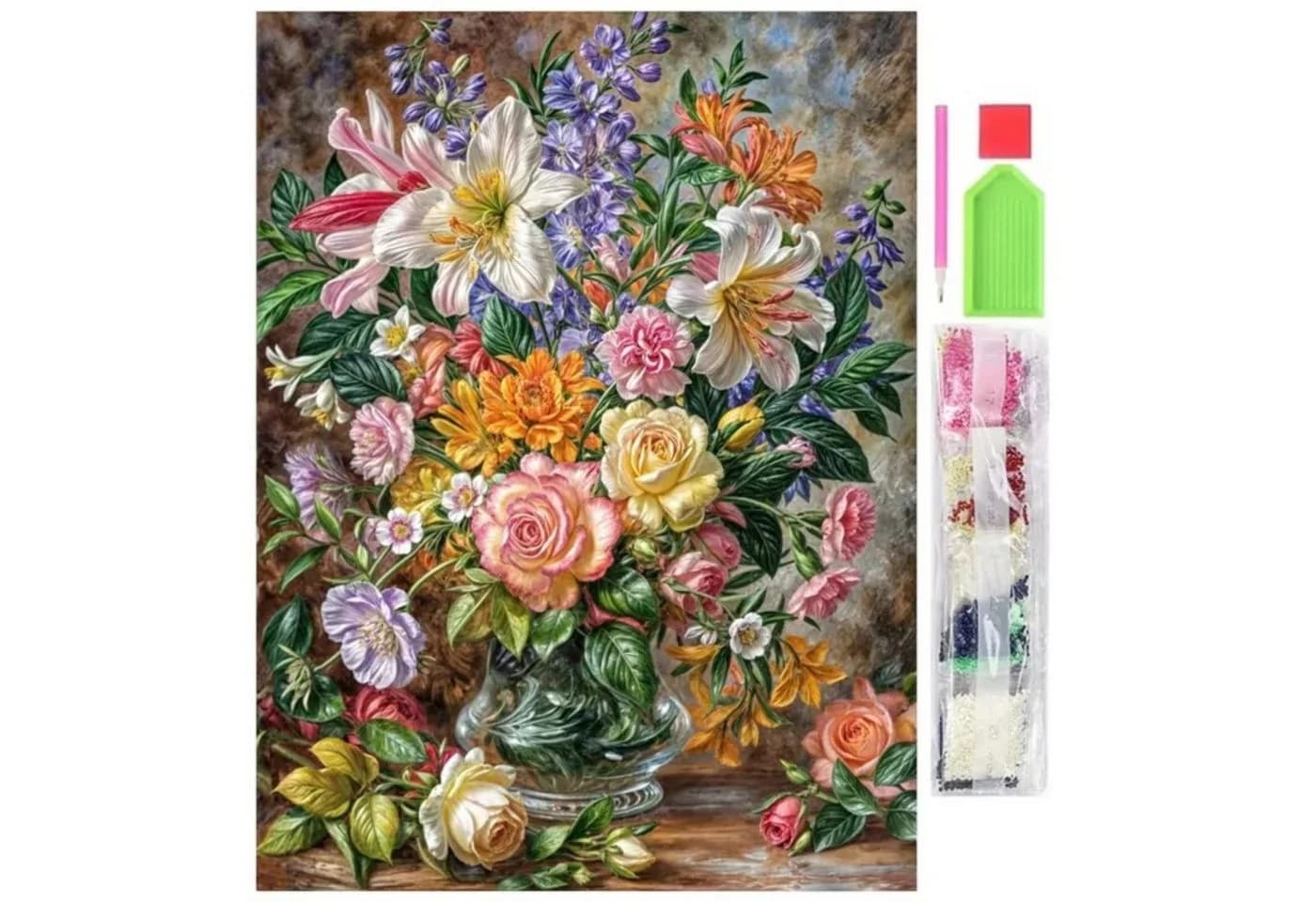 LA CUTE 5D Diamant Mosaik Stickerei 5D Blumenvase 30x40cm - Bild 2