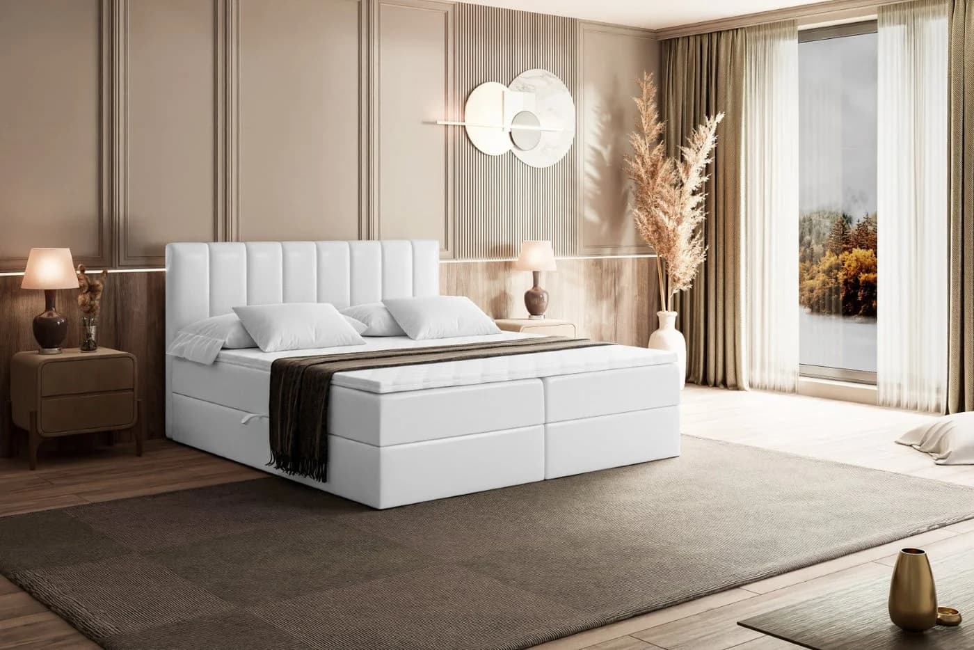 ALTDECOR Boxbett OTTA Weiß Kunstleder mit Topper - Bild 4