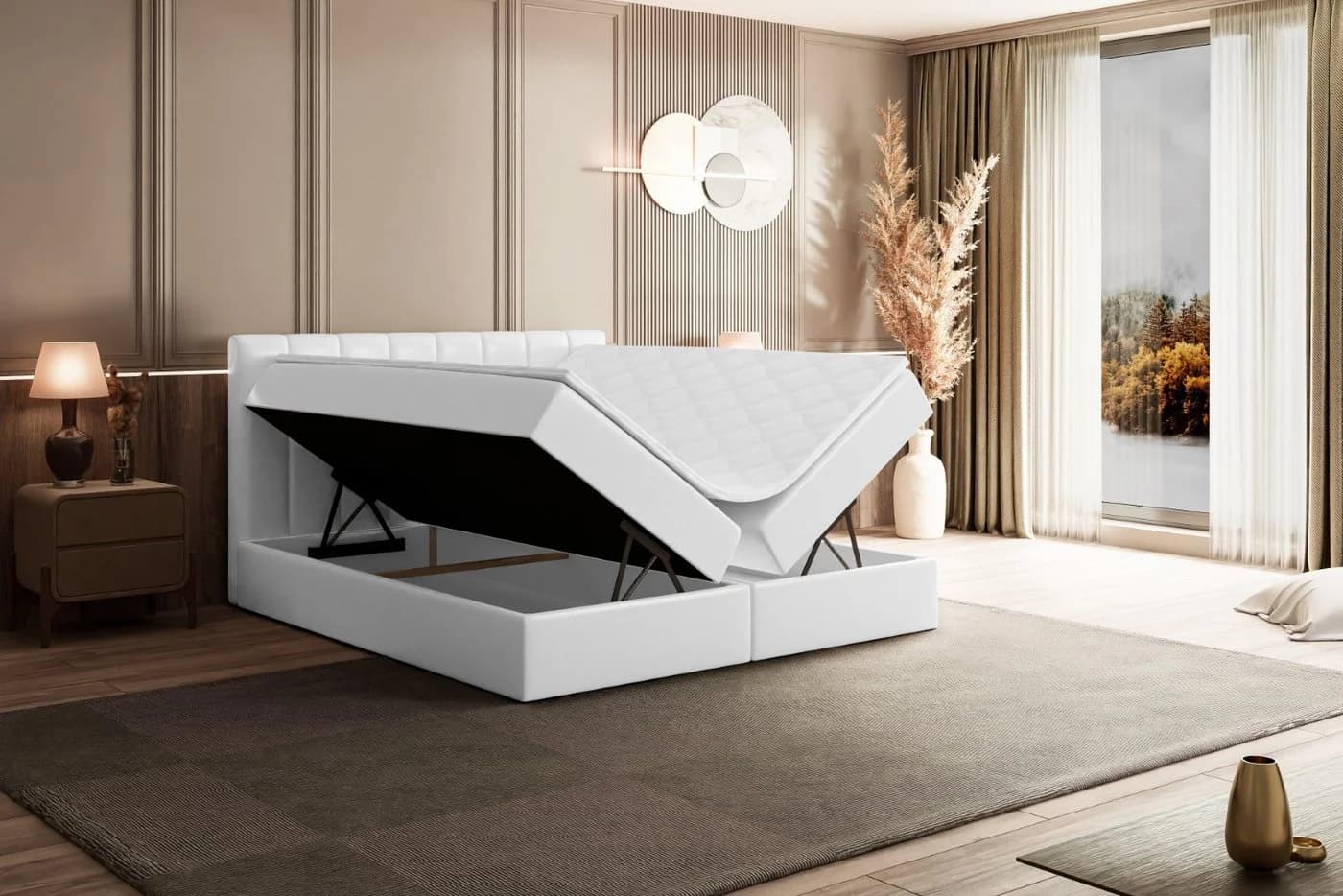ALTDECOR Boxbett OTTA Weiß Kunstleder mit Topper - Bild 5