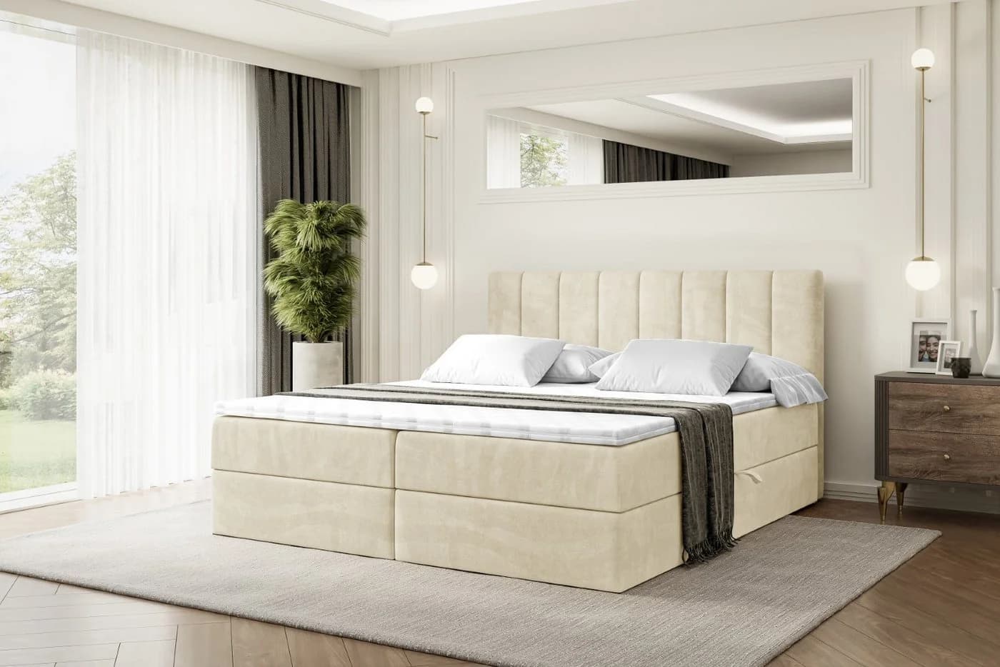 ALTDECOR Boxbett OTTA Beige mit Topper und Bettkästen - Bild 2