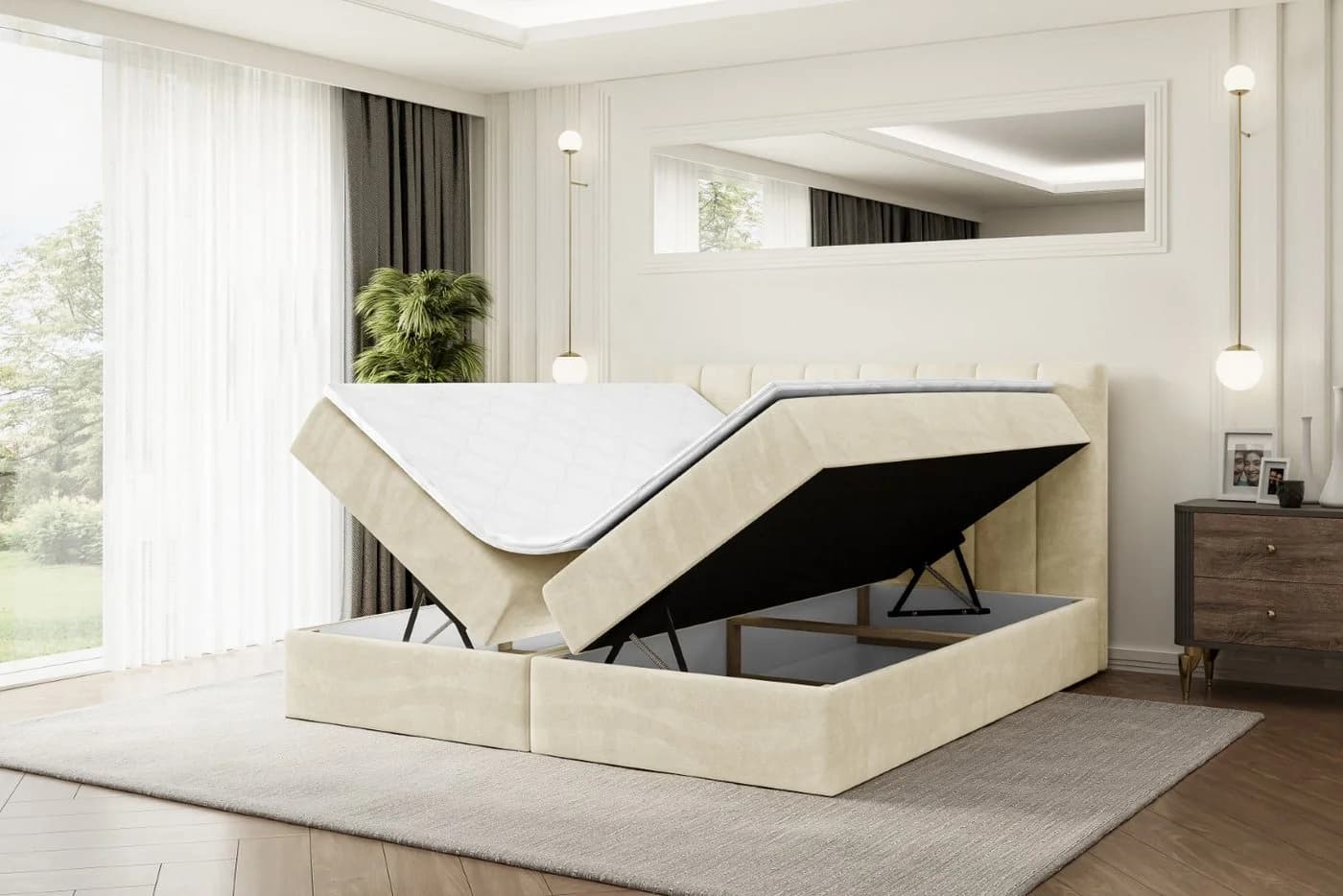 ALTDECOR Boxbett OTTA Beige mit Topper und Bettkästen - Bild 3
