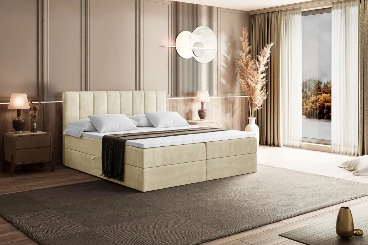 ALTDECOR Boxbett OTTA Beige mit Topper und Bettkästen - Bild 4