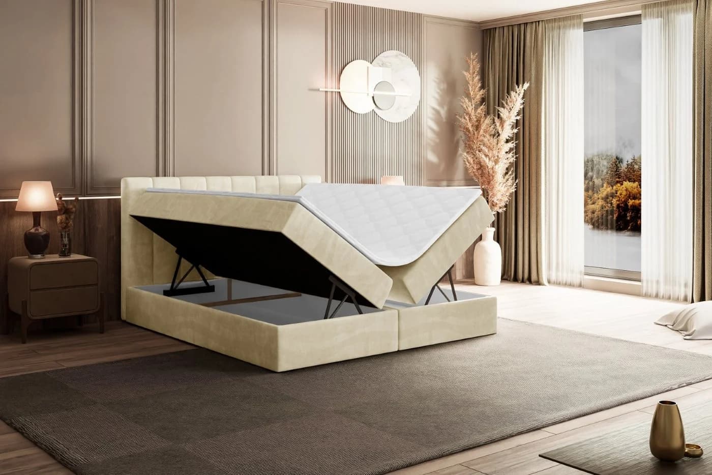 ALTDECOR Boxbett OTTA Beige mit Topper und Bettkästen - Bild 5