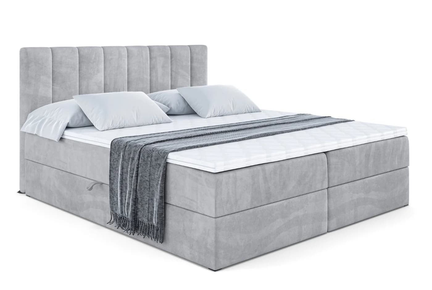 ALTDECOR Boxbett OTTA Grau Monolith mit Matratzenwahl und Topper
