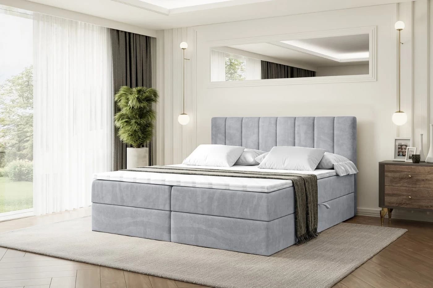 ALTDECOR Boxbett OTTA Grau Monolith mit Matratzenwahl und Topper - Bild 2