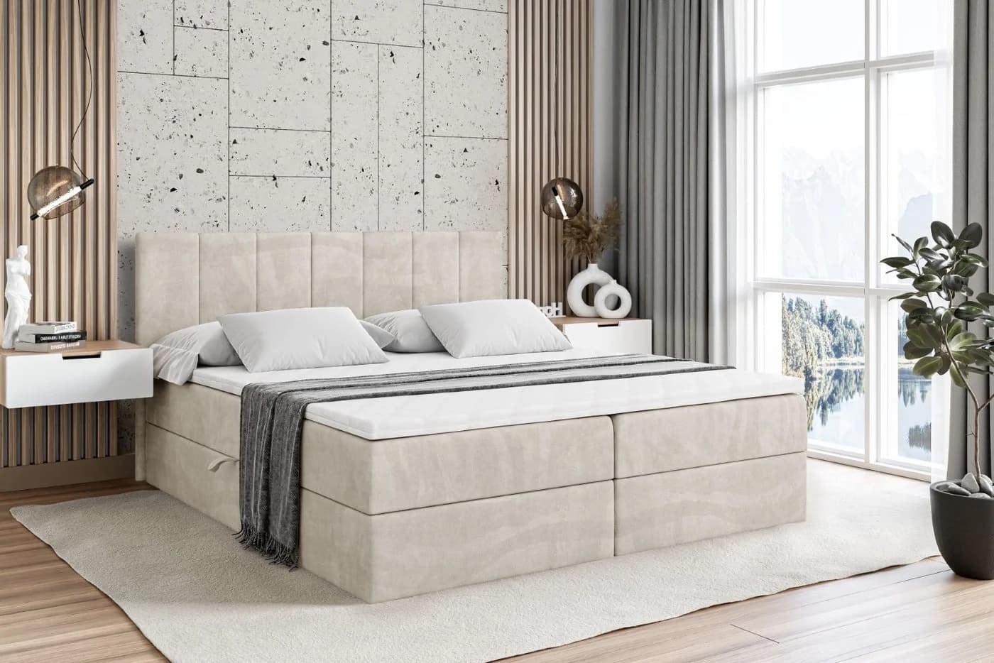 ALTDECOR Boxbett MOETI Beige mit Topper und Bettkästen - Bild 2