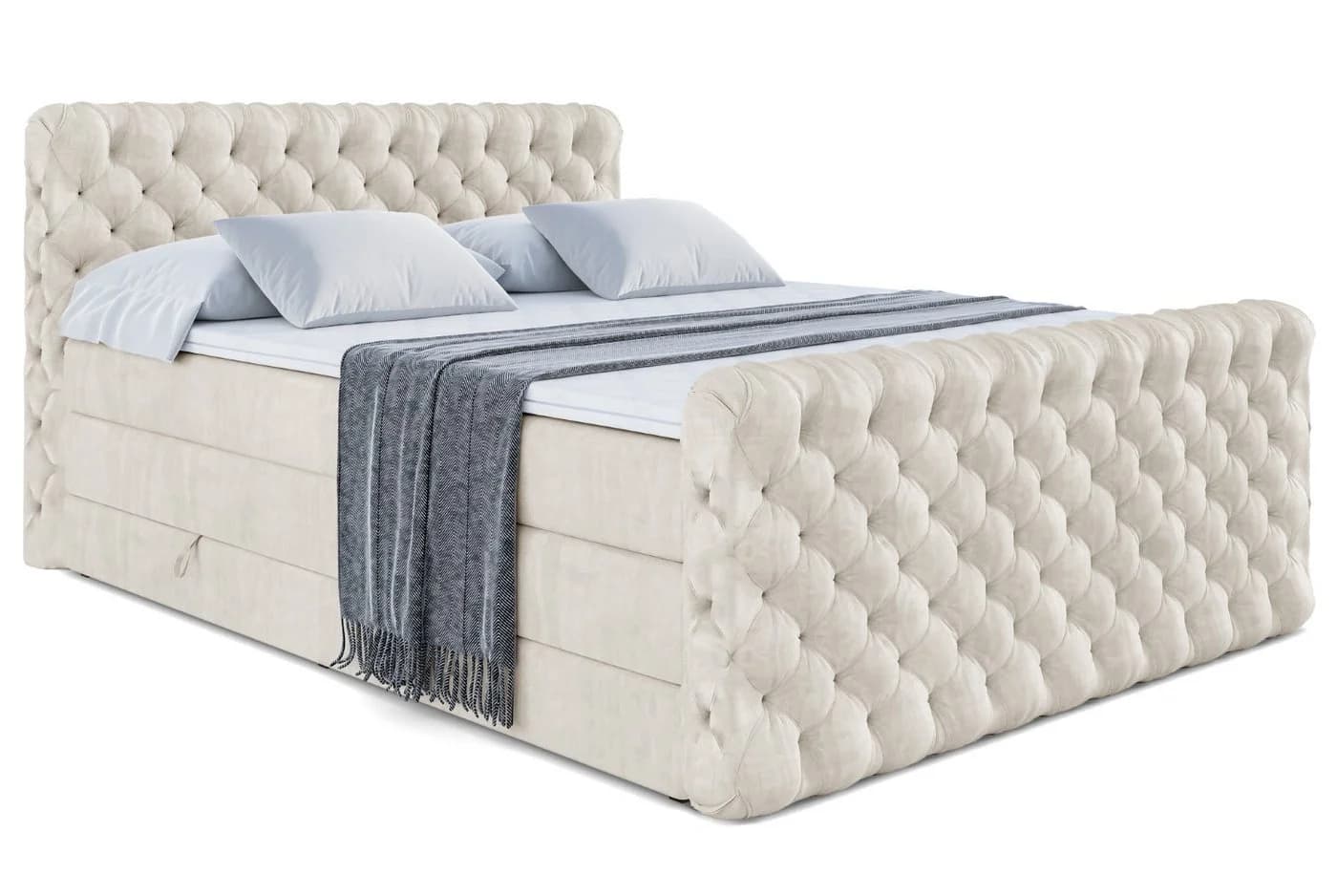ALTDECOR Boxspringbett BOXI8-Z KING Beige Multipocket Matratze H4