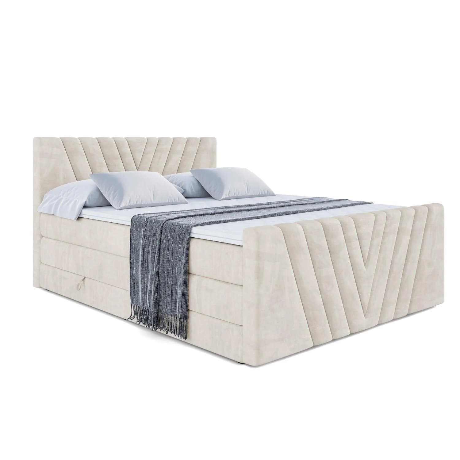 ALTDECOR Boxspringbett ERNINA-Z KING Beige Multipocket Matratze H4