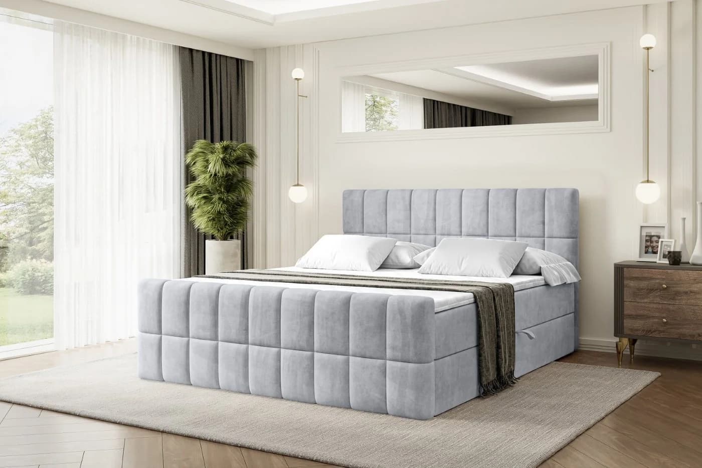 ALTDECOR Boxbett MIAMI-Z Grau mit Bettkästen & Topper - Bild 2