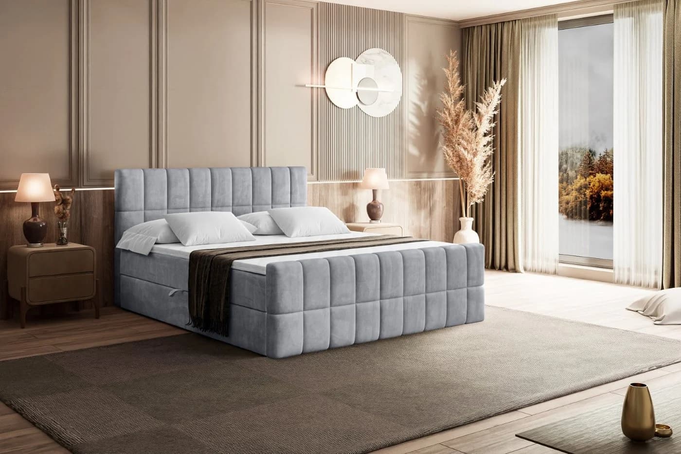 ALTDECOR Boxbett MIAMI-Z Grau mit Bettkästen & Topper - Bild 4