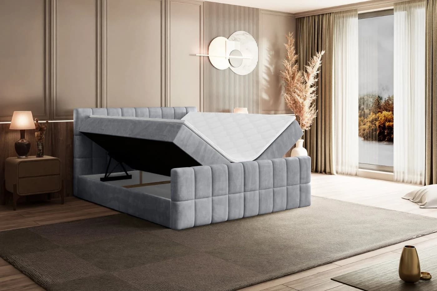 ALTDECOR Boxbett MIAMI-Z Grau mit Bettkästen & Topper - Bild 5