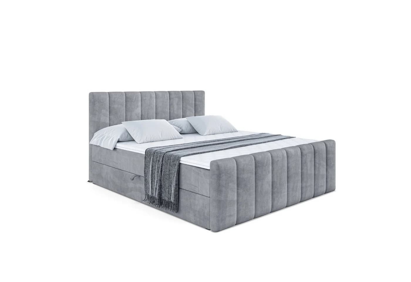 ALTDECOR Boxbett OTTA-Z Grau mit Bettkästen und Topper