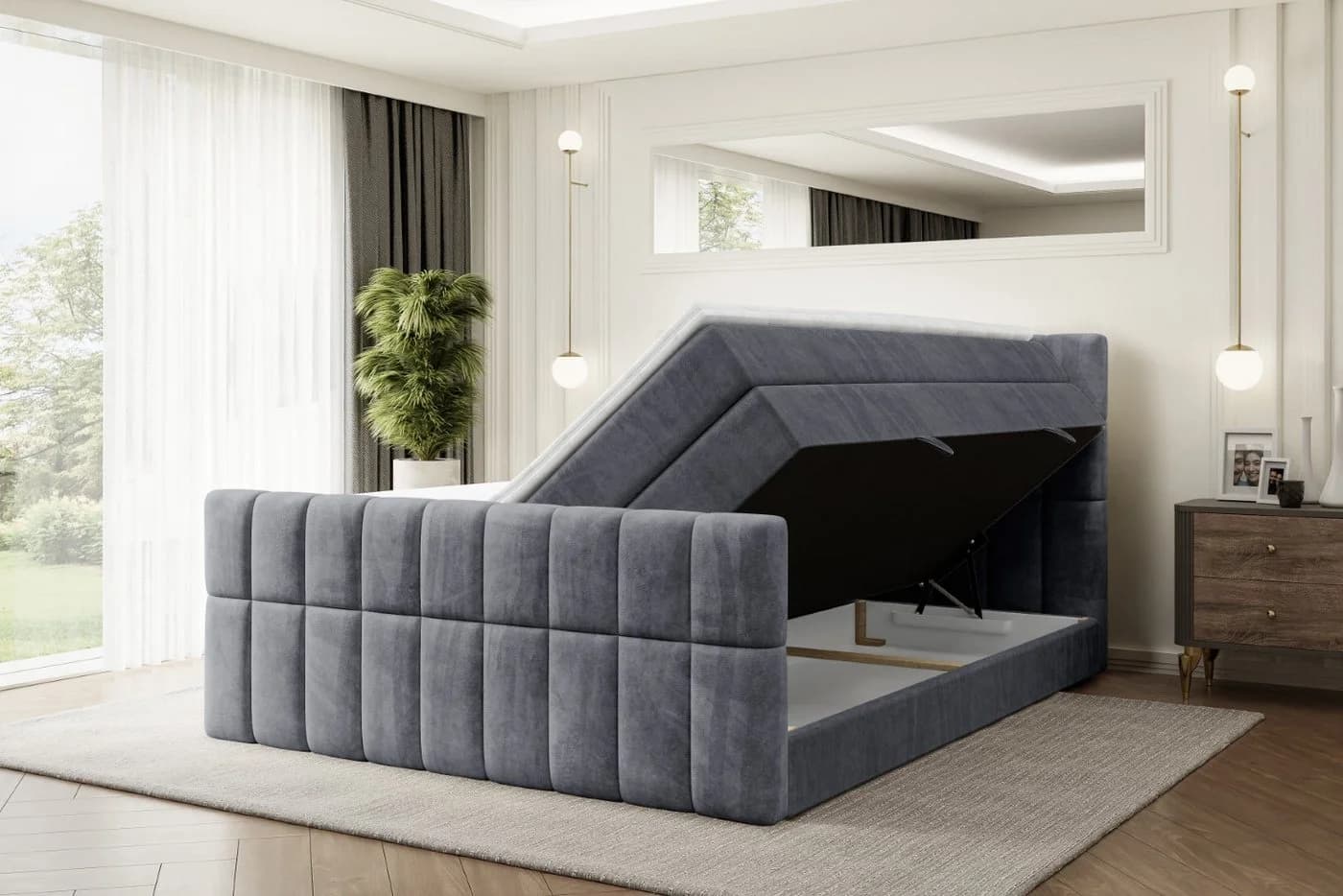 ALTDECOR Boxspringbett MIAMI-Z KING Grau mit Topper und Bettkästen - Bild 3