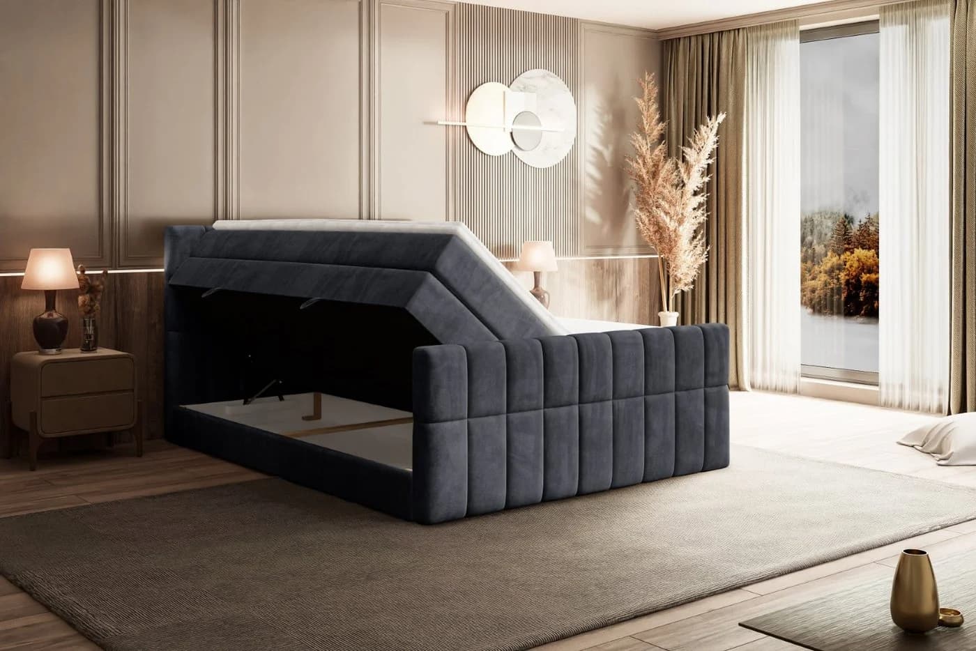 ALTDECOR Boxspringbett MIAMI-Z KING Grau mit Topper und Bettkästen - Bild 5