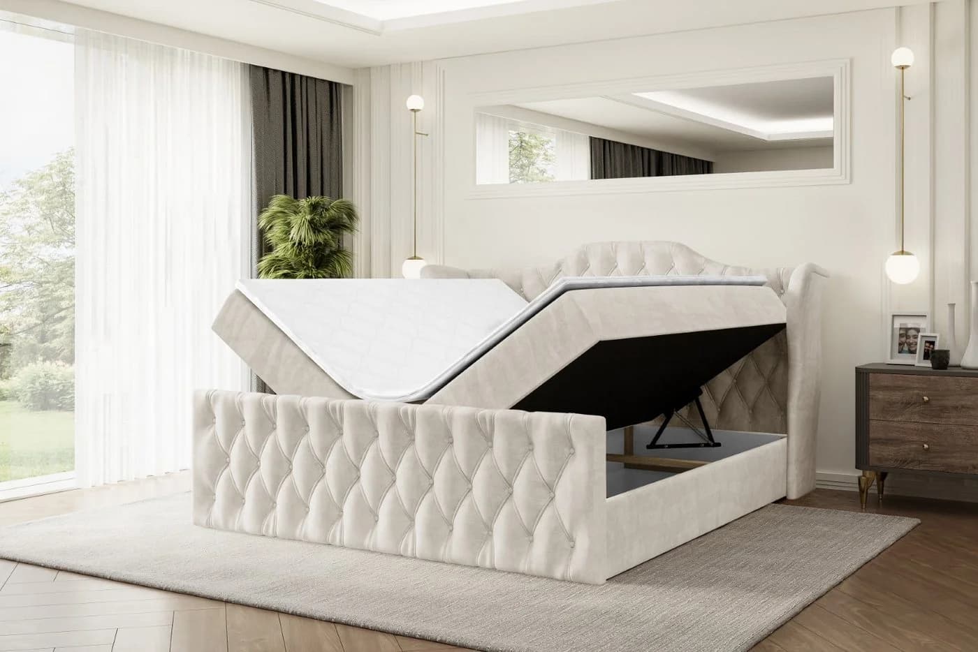 ALTDECOR Boxbett VILA-Z Beige mit Topper und Bettkästen - Bild 3
