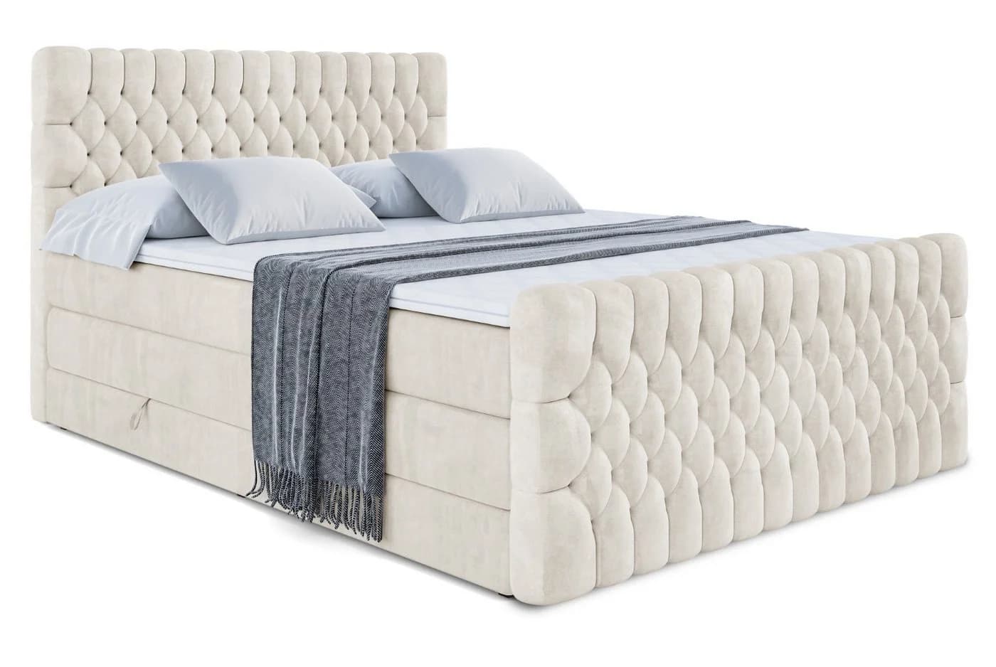ALTDECOR Boxspringbett DAISY-Z König mit Matratzen H3/H4 & Topper