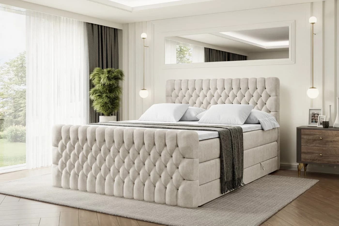 ALTDECOR Boxspringbett DAISY-Z König mit Matratzen H3/H4 & Topper - Bild 2