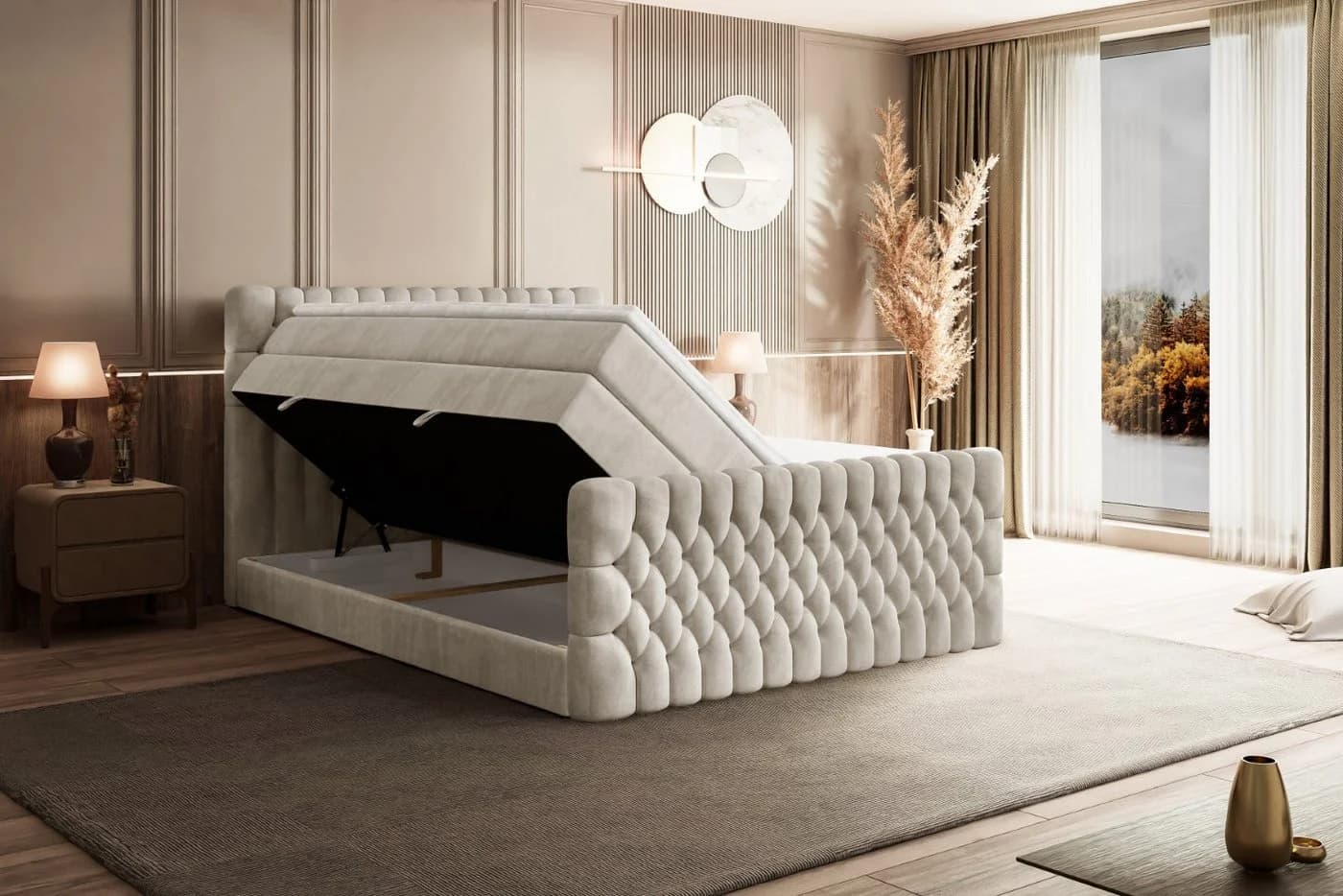 ALTDECOR Boxspringbett DAISY-Z König mit Matratzen H3/H4 & Topper - Bild 5