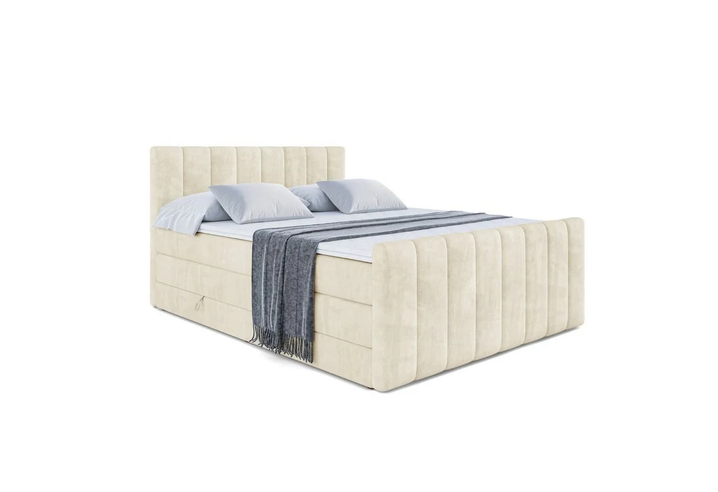 ALTDECOR Boxspringbett OTTA-Z KING Beige Multipocket Matratze H4