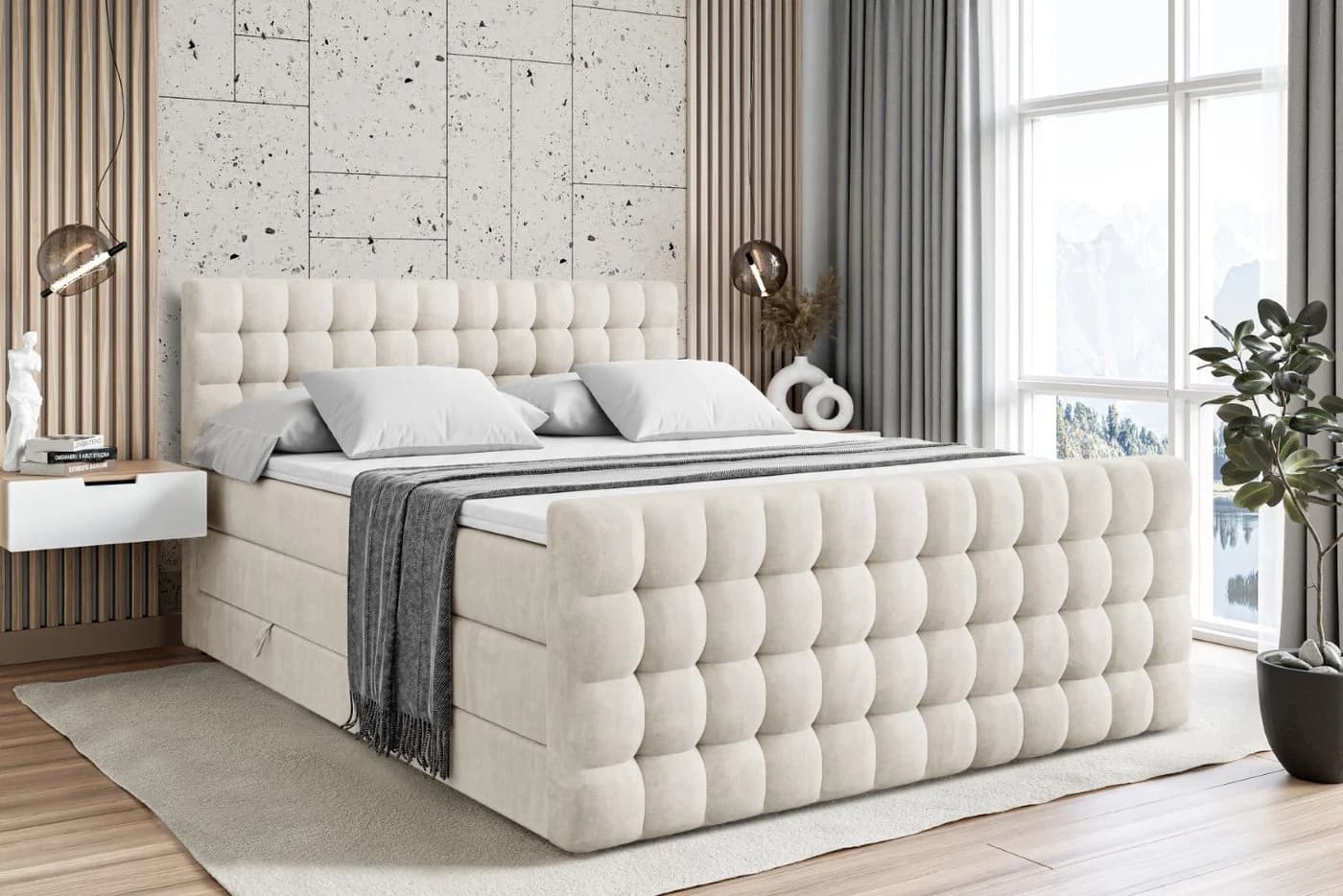 ALTDECOR Boxspringbett VIONE-Z KING Beige mit Bettkasten & Topper - Bild 2