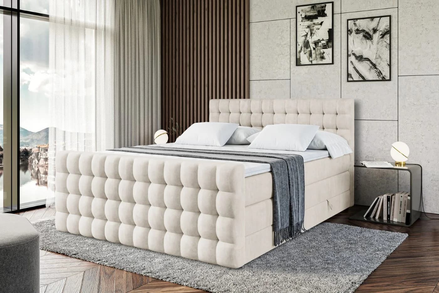 ALTDECOR Boxspringbett VIONE-Z KING Beige mit Bettkasten & Topper - Bild 4