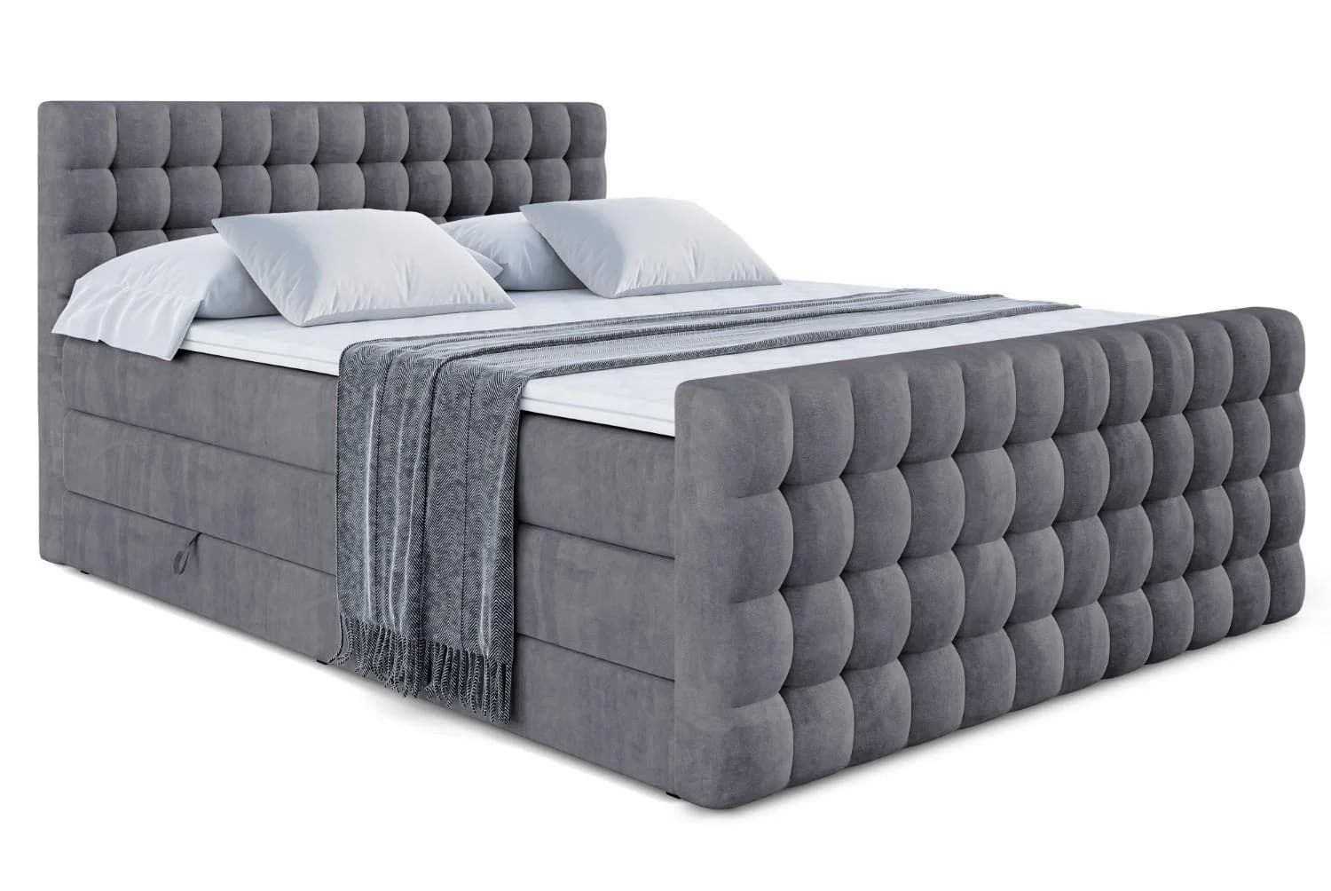 BOXSPRINGBETT VIONE-Z KING 200x200 cm Dunkelgrau H3/H4