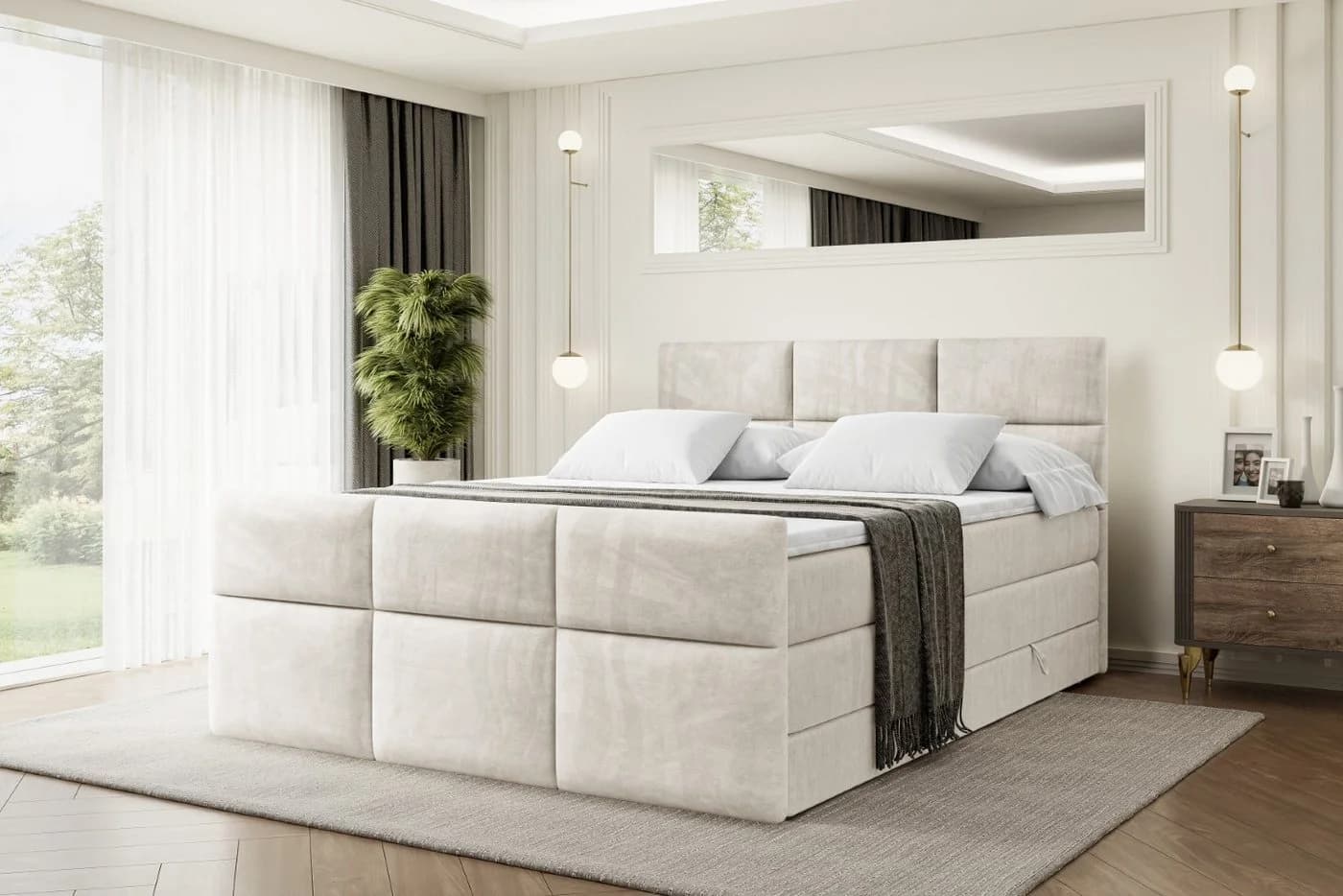 ALTDECOR Boxspringbett OHIO-Z KING Beige/Braun mit Bettkästen & Topper - Bild 2
