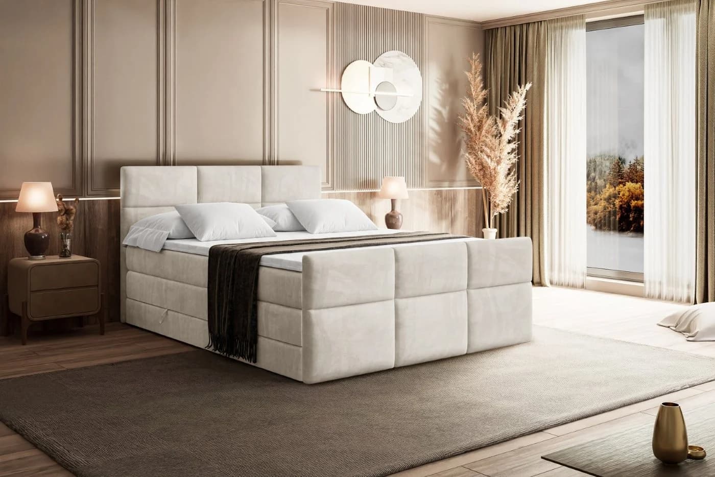 ALTDECOR Boxspringbett OHIO-Z KING Beige/Braun mit Bettkästen & Topper - Bild 4