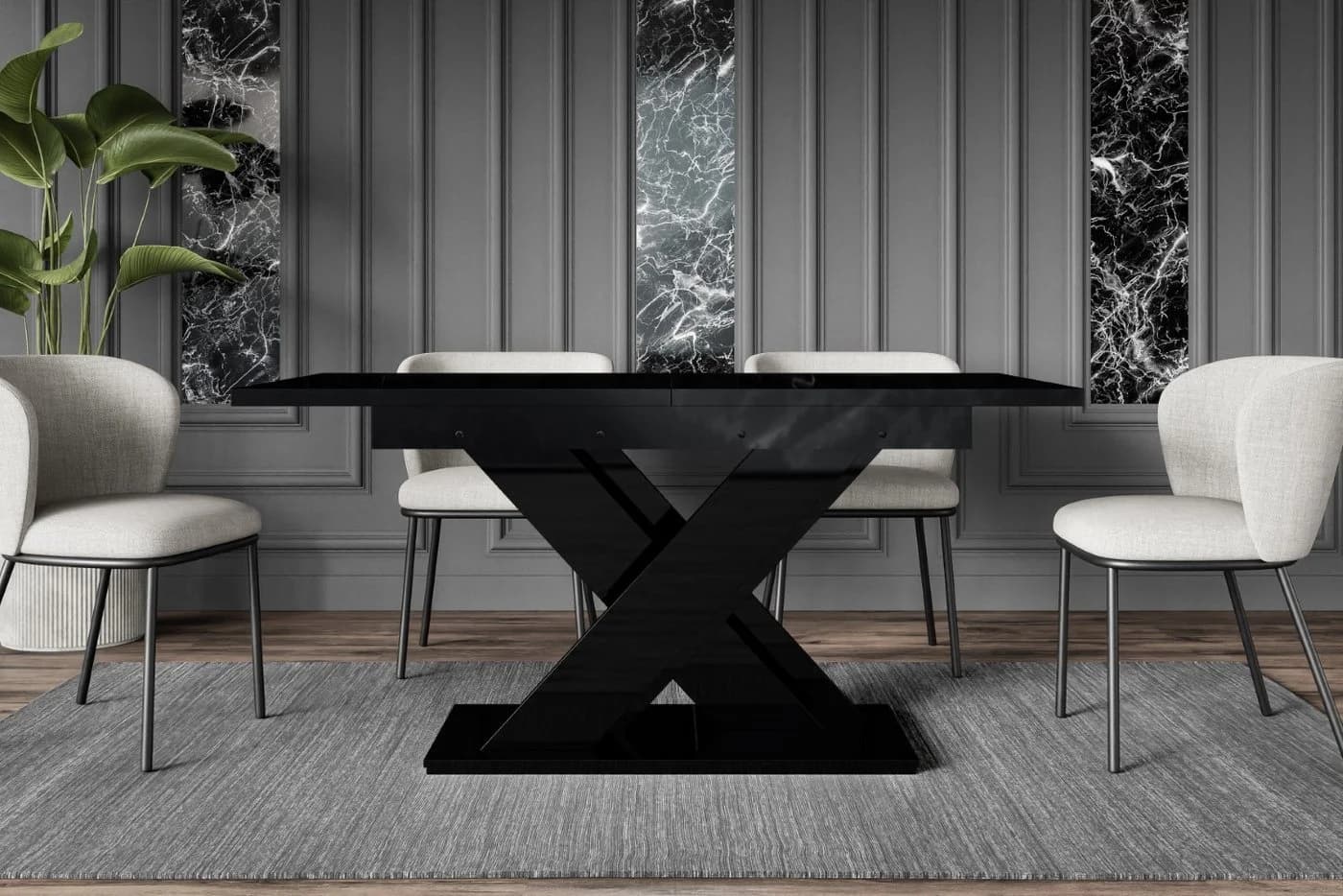 ALTDECOR Esstisch RONX Ausziehbar Schwarz