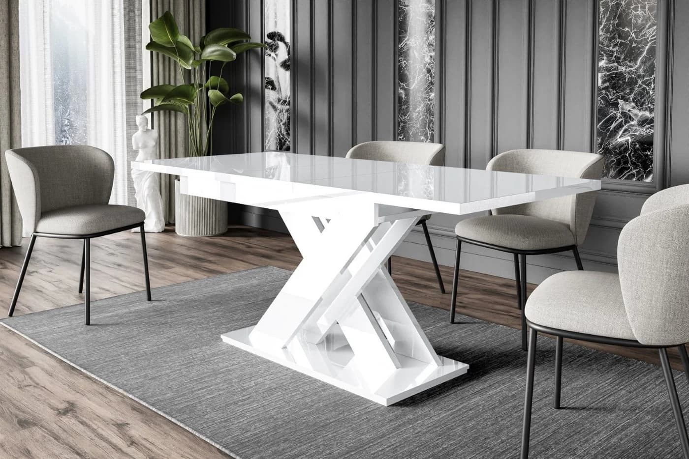 ALTDECOR Esstisch RONX Ausziehbar Weiß Modern Industrial - Bild 3