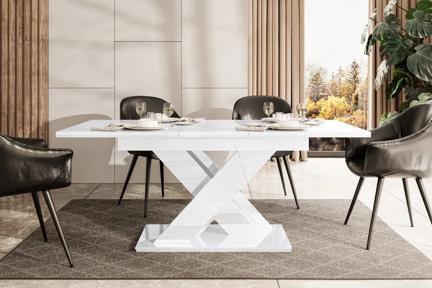 ALTDECOR Esstisch RONX Ausziehbar Weiß Modern Industrial - Bild 4