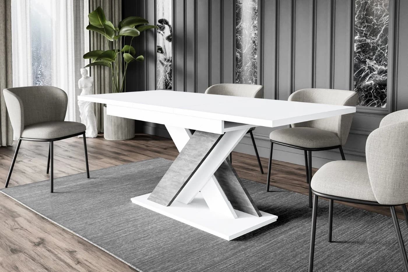 ALTDECOR Esstisch RONX Ausziehbar Weiß/Betonoptik Modern - Bild 3