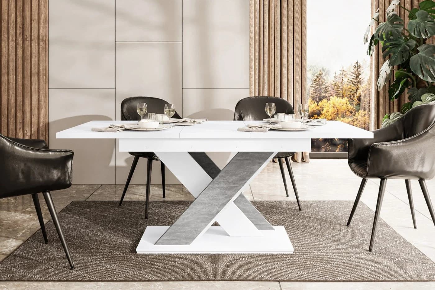 ALTDECOR Esstisch RONX Ausziehbar Weiß/Betonoptik Modern - Bild 4