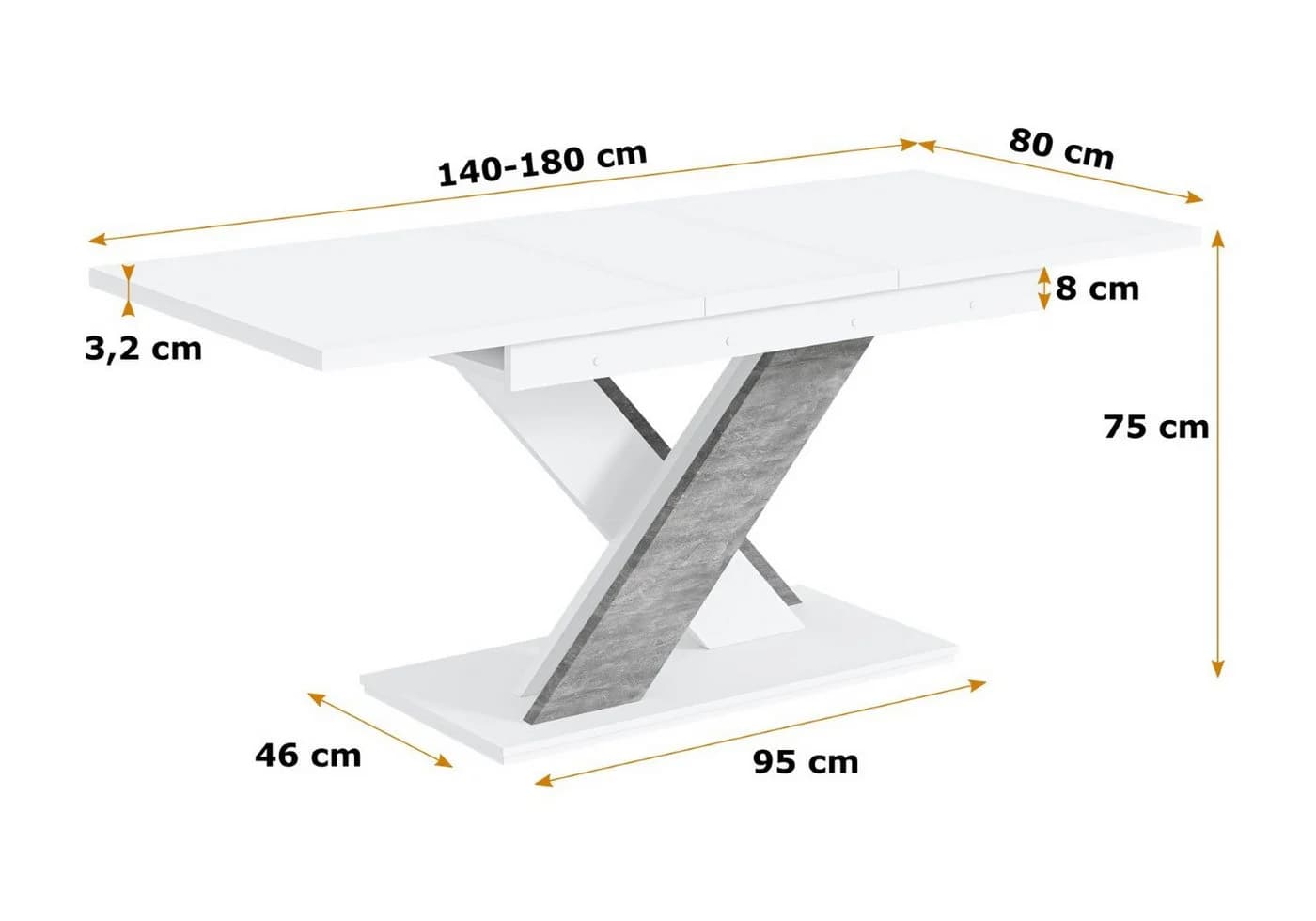 ALTDECOR Esstisch RONX Ausziehbar Weiß/Betonoptik Modern - Bild 5