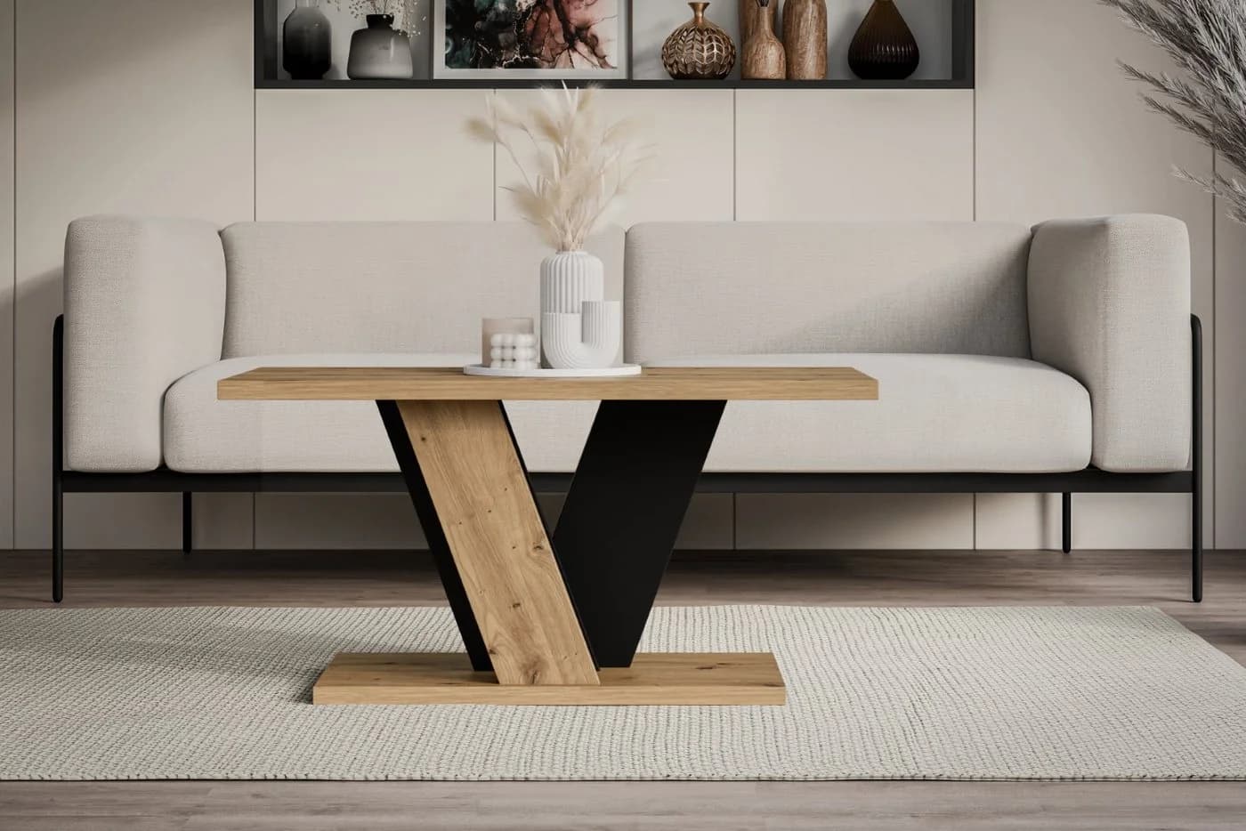 ALTDECOR Couchtisch INEY Modern Braun/Schwarz Holzwerkstoff - Bild 4