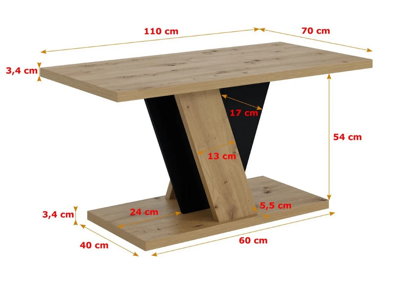 ALTDECOR Couchtisch INEY Modern Braun/Schwarz Holzwerkstoff - Bild 5