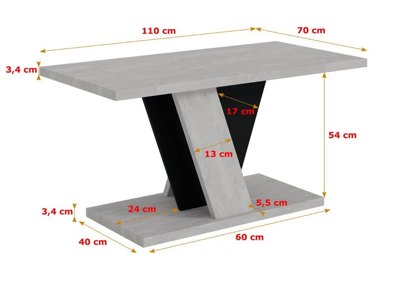 ALTDECOR Couchtisch INEY Modern Industriell Schwarz Grau Betonoptik - Bild 5