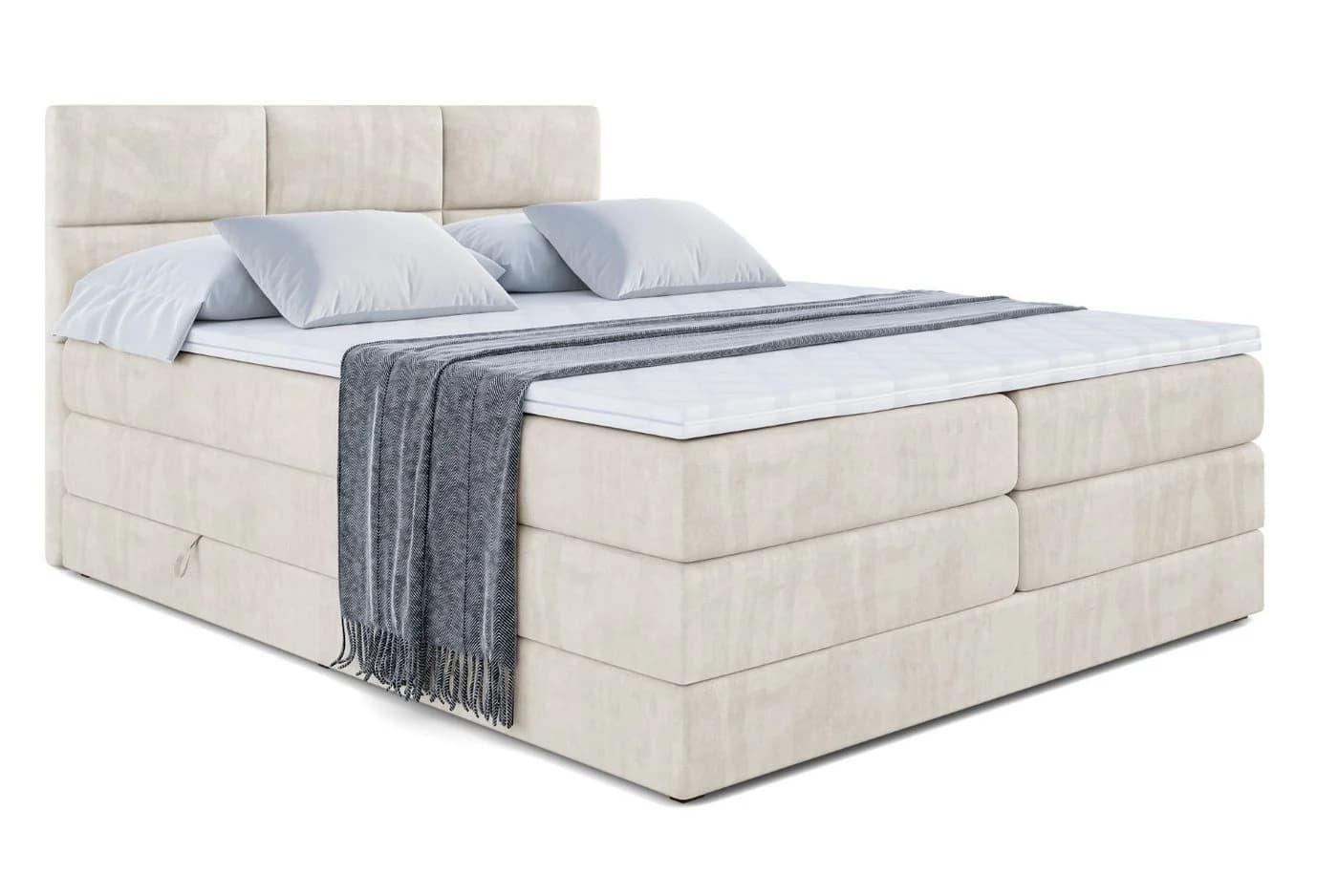 ALTDECOR Boxspringbett OHIO KING Beige Multipocket Matratze H4