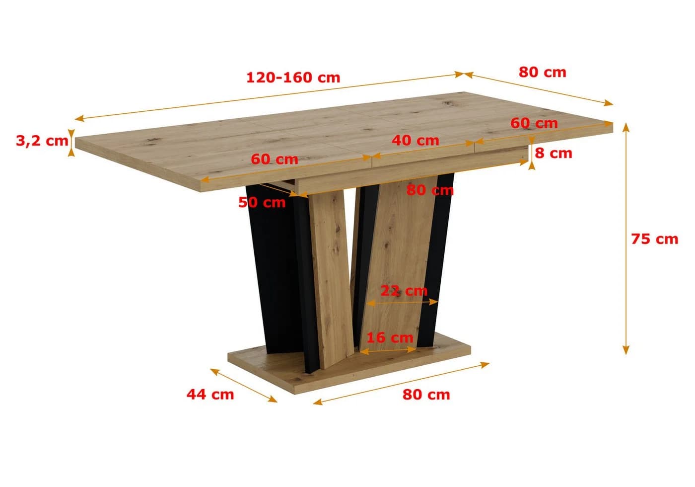 ALTDECOR Esstisch BRIO2 Ausziehbar Braun/Schwarz Modern Industrial - Bild 4