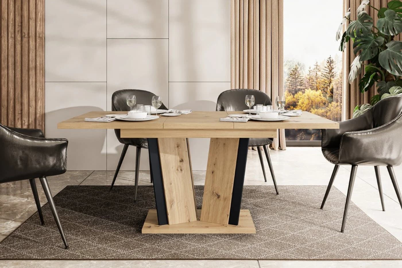 ALTDECOR Esstisch BRIO2 Ausziehbar Braun/Schwarz Modern Industrial - Bild 5