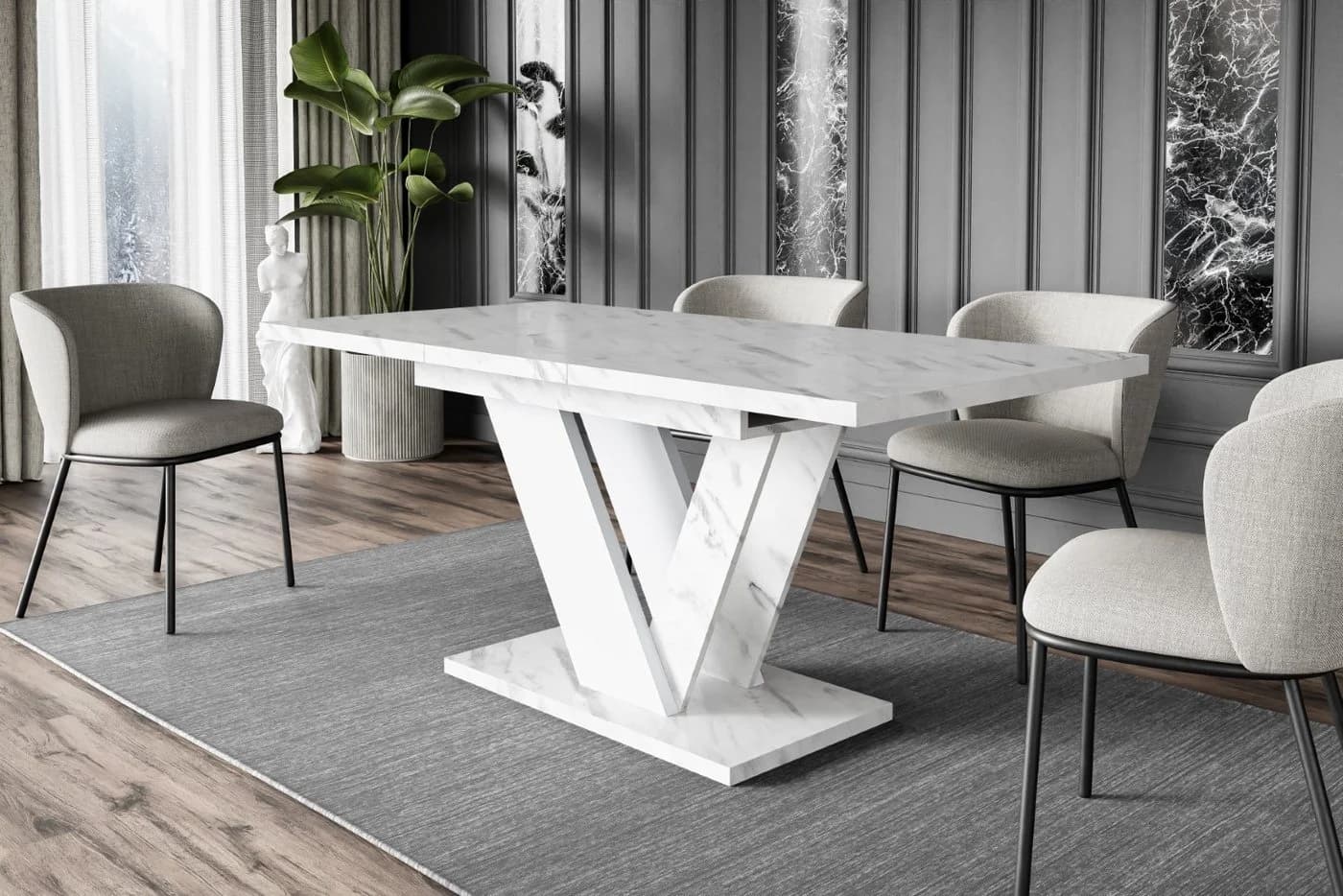 ALTDECOR Esstisch CLASI Ausziehbar Weiß Modern Industrial - Bild 3