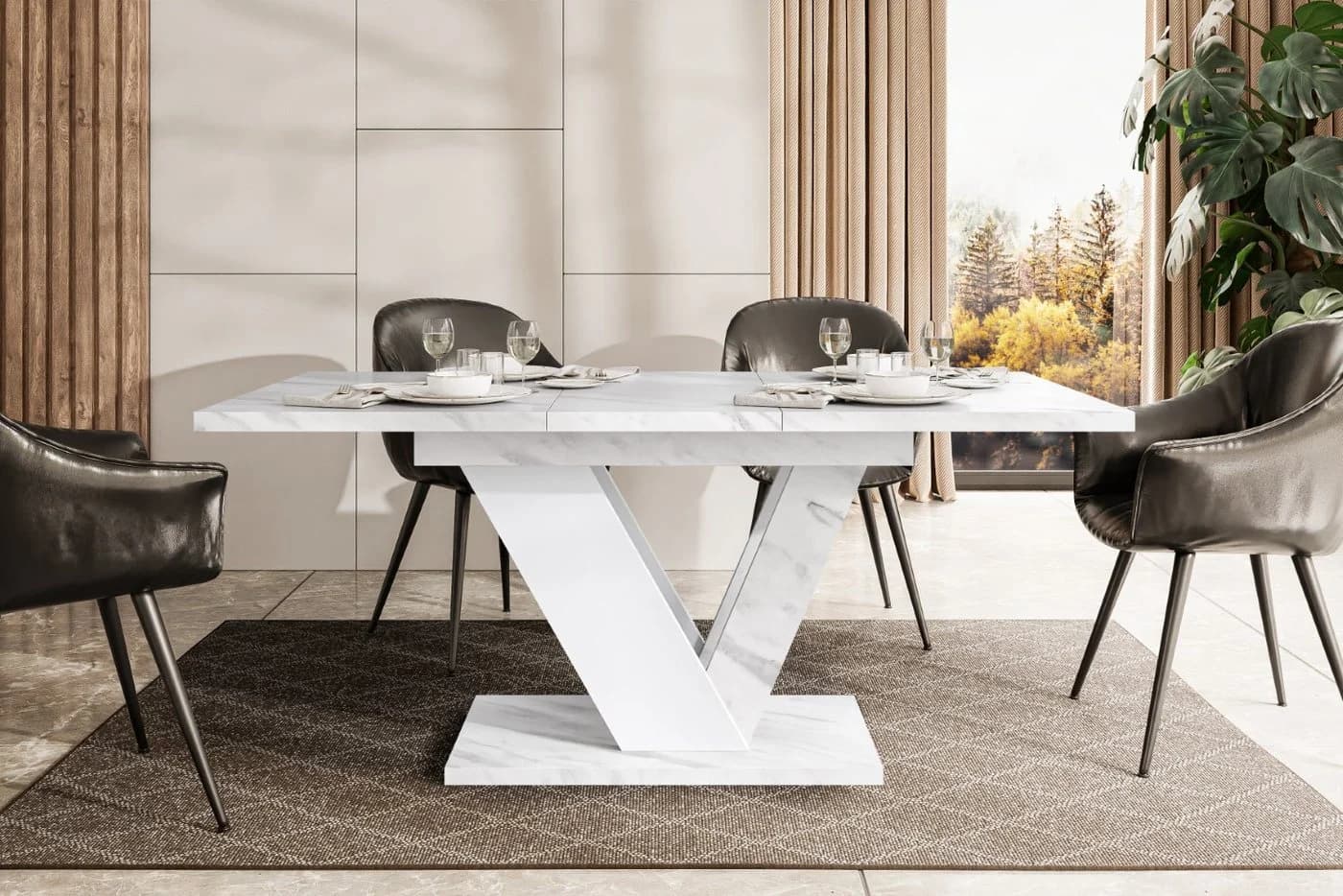 ALTDECOR Esstisch CLASI Ausziehbar Weiß Modern Industrial - Bild 5