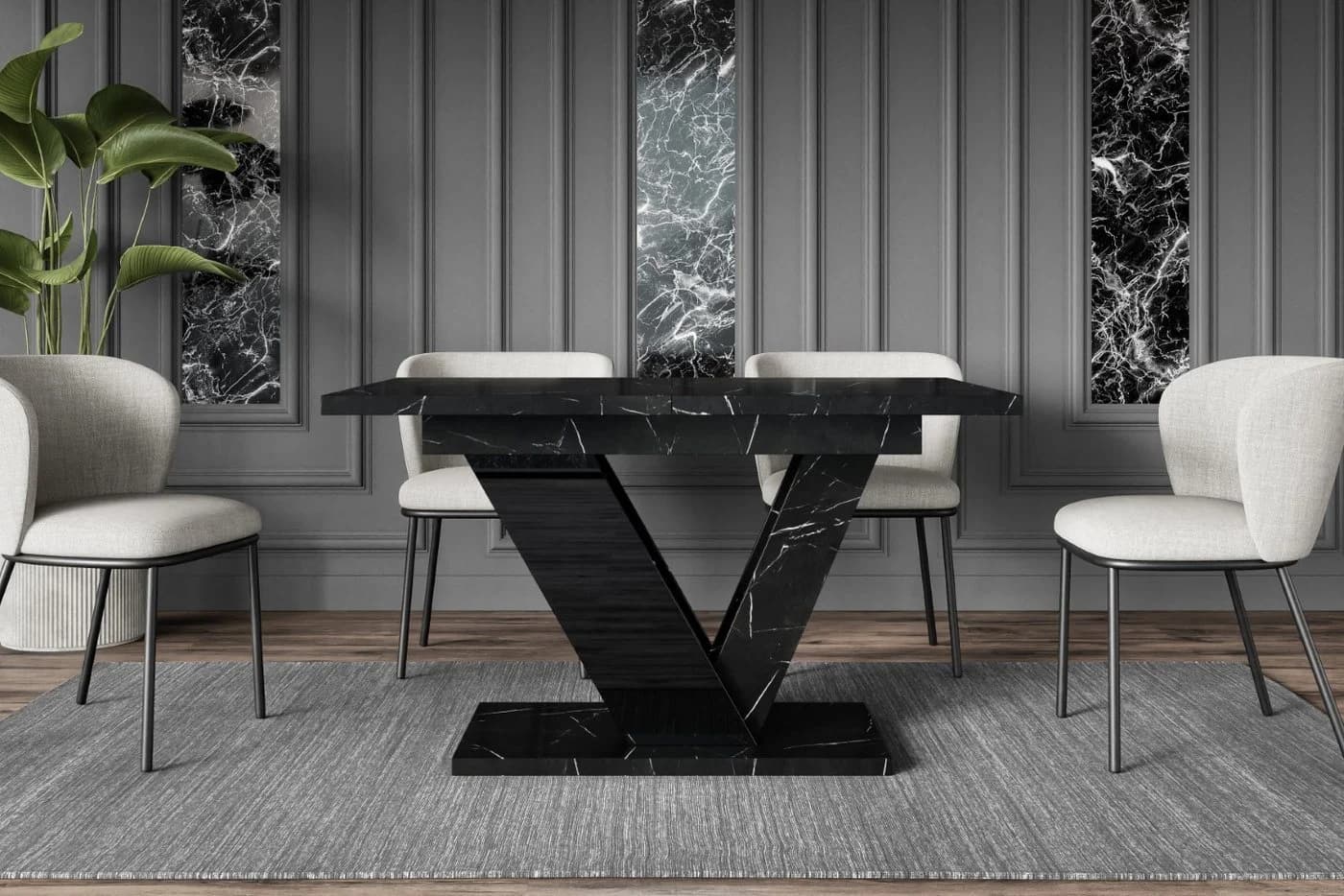 ALTDECOR Esstisch CLASI Schwarz Modern Ausziehbar