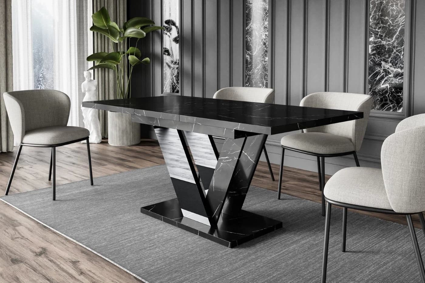 ALTDECOR Esstisch CLASI Schwarz Modern Ausziehbar - Bild 3