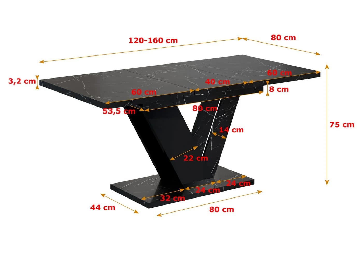 ALTDECOR Esstisch CLASI Schwarz Modern Ausziehbar - Bild 4