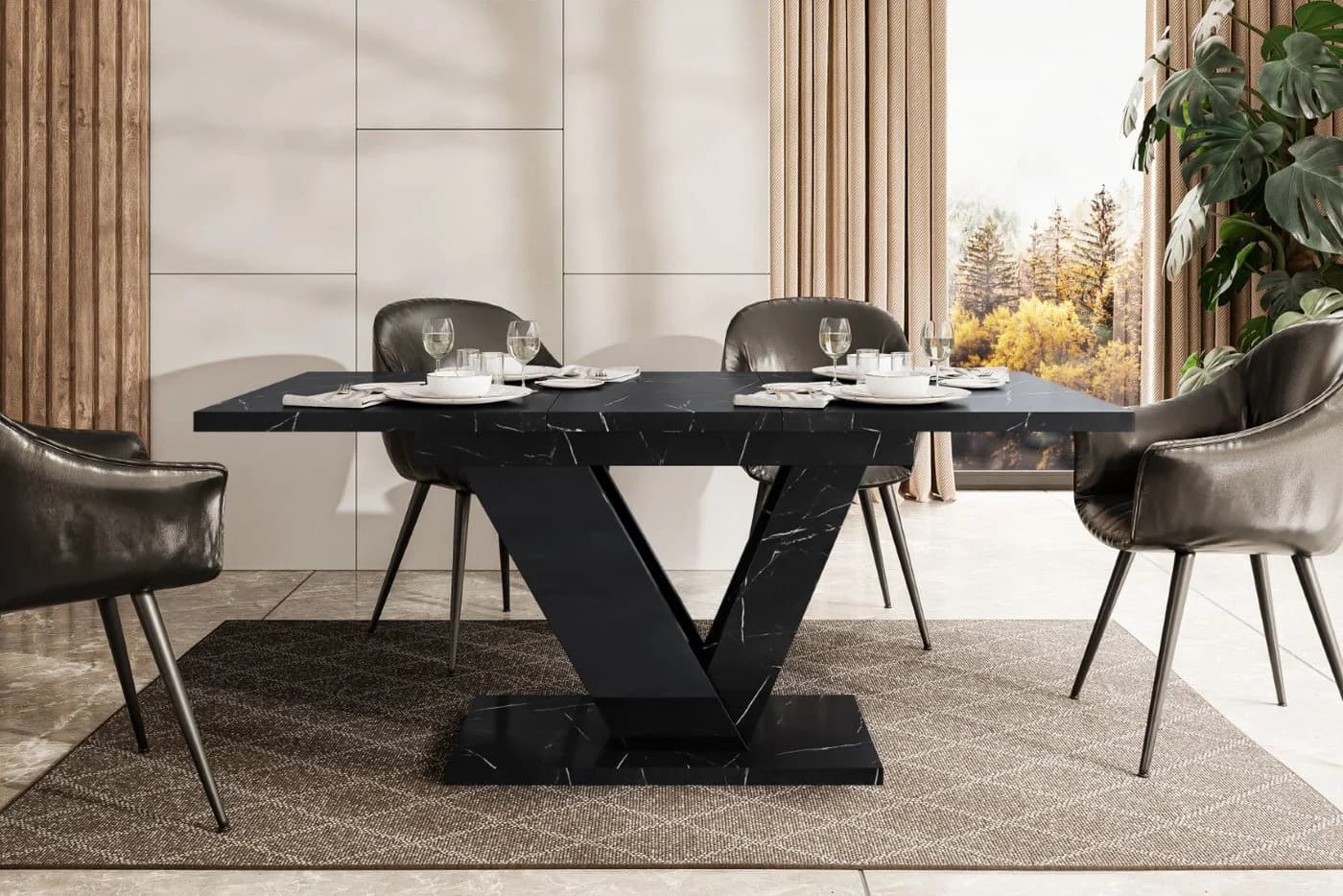 ALTDECOR Esstisch CLASI Schwarz Modern Ausziehbar - Bild 5