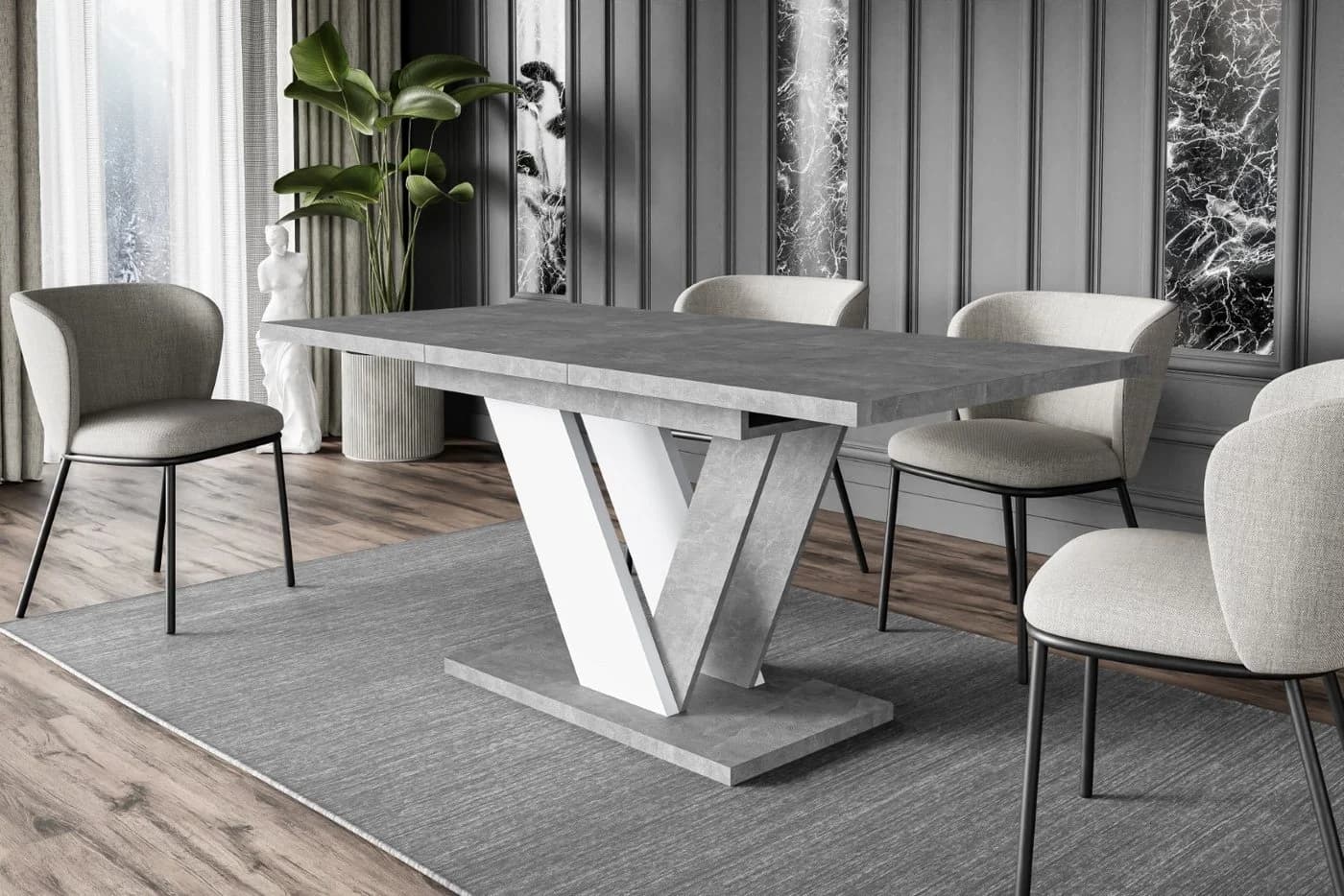 ALTDECOR Esstisch CLASI Ausziehbar Weiß/Grau Modern - Bild 3