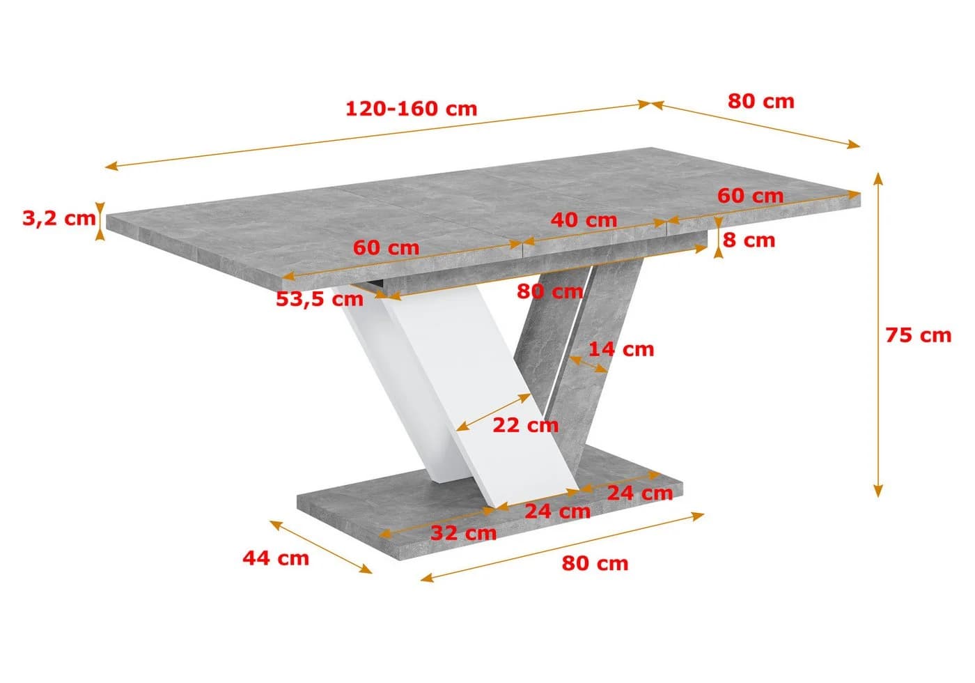 ALTDECOR Esstisch CLASI Ausziehbar Weiß/Grau Modern - Bild 4