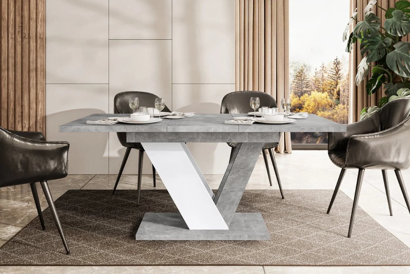 ALTDECOR Esstisch CLASI Ausziehbar Weiß/Grau Modern - Bild 5